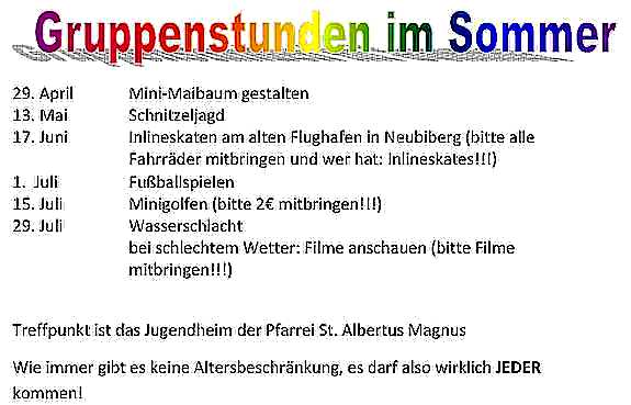 Programm der Alma Groupies in St. Albertus Magnus