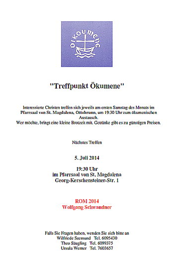 Einladung Ökumenetreff am 7. Juli