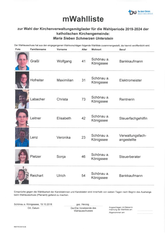 Wahlliste mit Bild