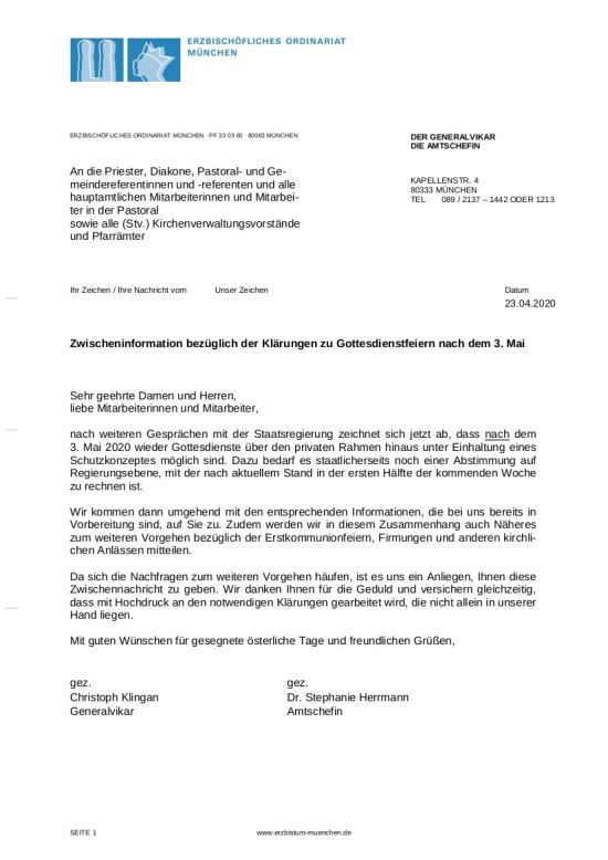 Schreiben Pastorale MA April 2020