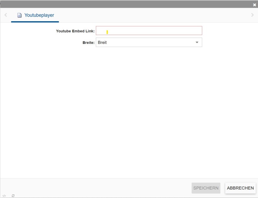 Zeigt das Youtubeplayer-Modul im incca-CMS.