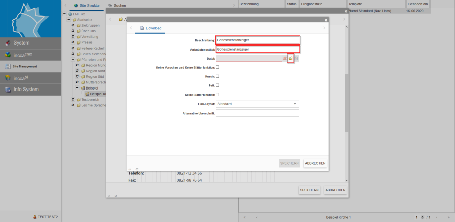 Bildserie zeigt Anleitung um eine Webseiten zu Verknüpfen und eine Datei zum Download anzubieten. (12)