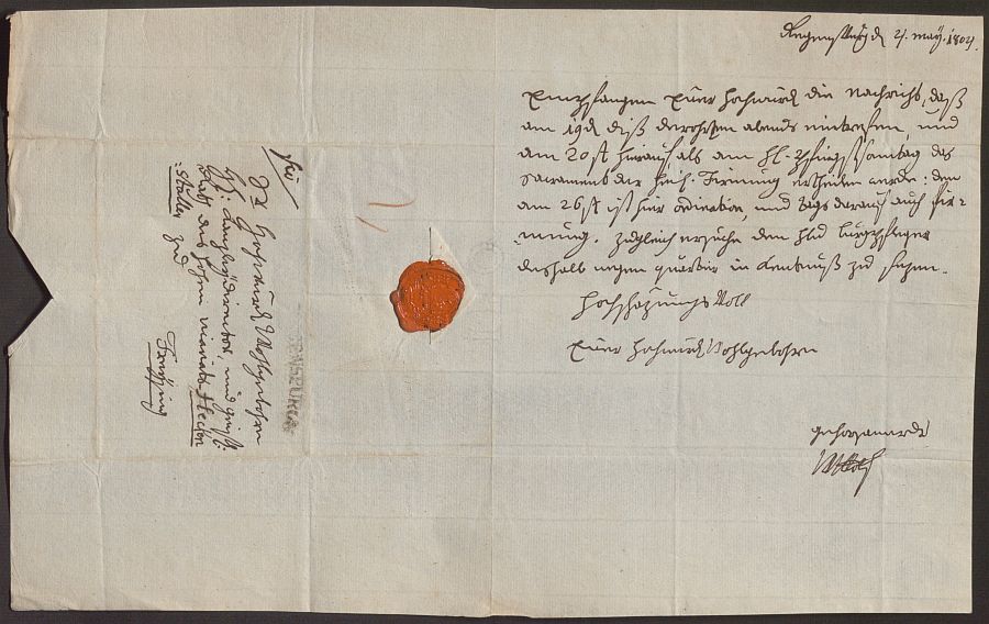 Schreiben von Weihbischof Johann Nepomuk von Wolf an Joseph Heckenstaller