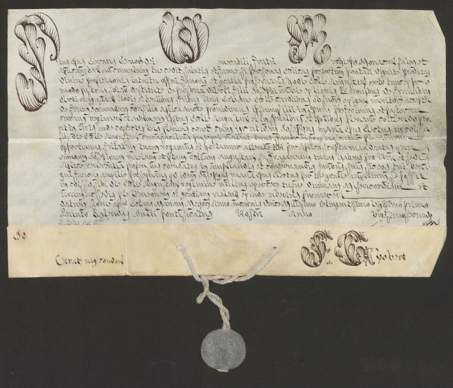 Pergamenturkunde mit Bleibulle an Hanfschnur, 27. Juni 1821