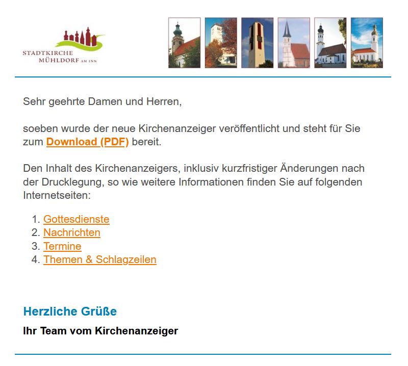 Beispiel Newsletter Kirchenanzeiger ab 18.01.2021