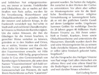 Pfarrbriefartikel_2013_Der Heilige Vinzenz von Paul ist zurück
