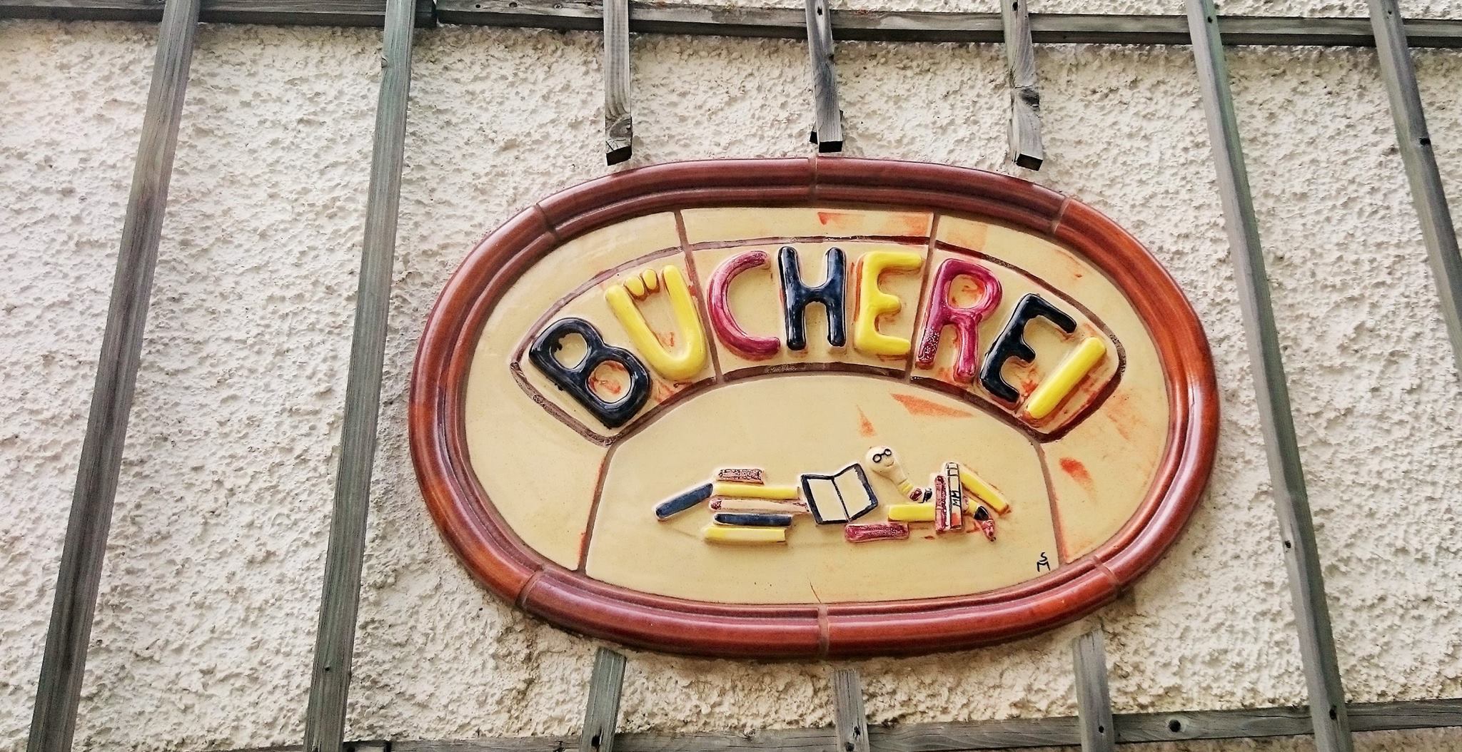 Bücherei Schild am Eingang