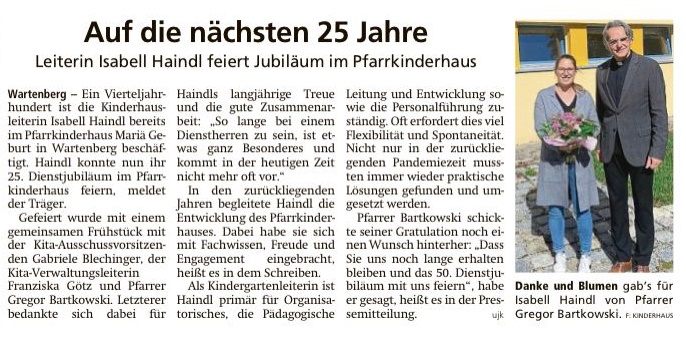 Zeitungsartikel Jubiläum Leitung