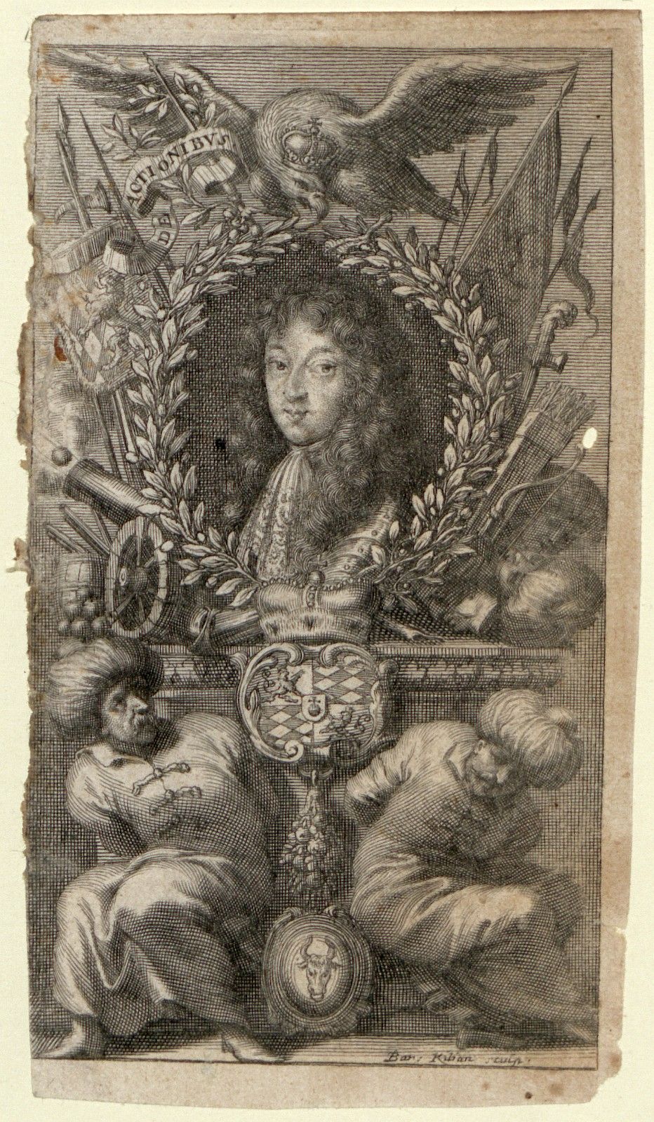 Kupferstich von Bartholomäus Kilian II., aus: Collegii Institutionum D. Iustiniani Imperatoris Liber IV. Theorico-Practicè resolutus