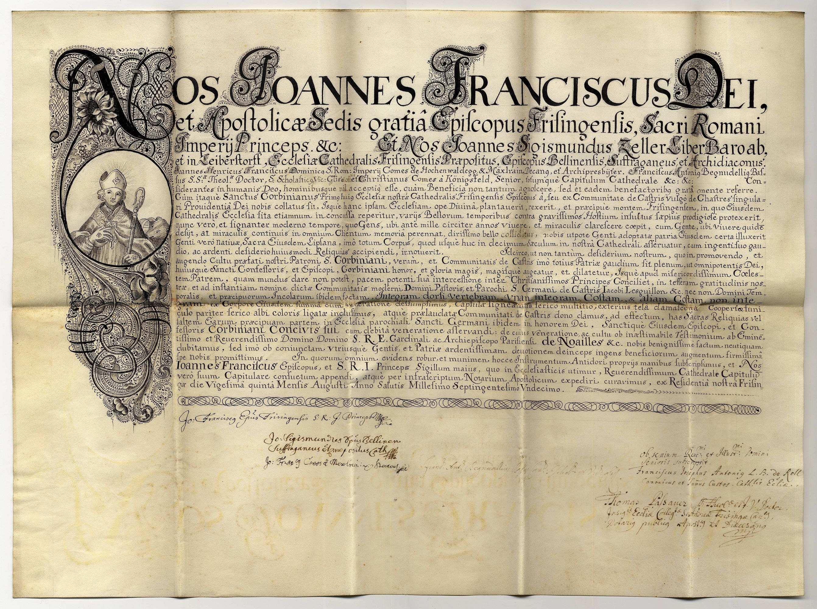 Pergamenturkunde ohne Siegel, 25. August 1711