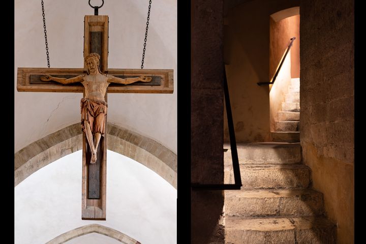 Kruzifix und Treppe ins Licht, Dom Merseburg