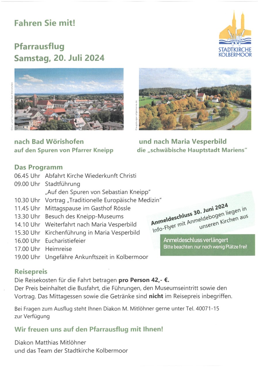 Einladung zum Pfarrausflug 2024