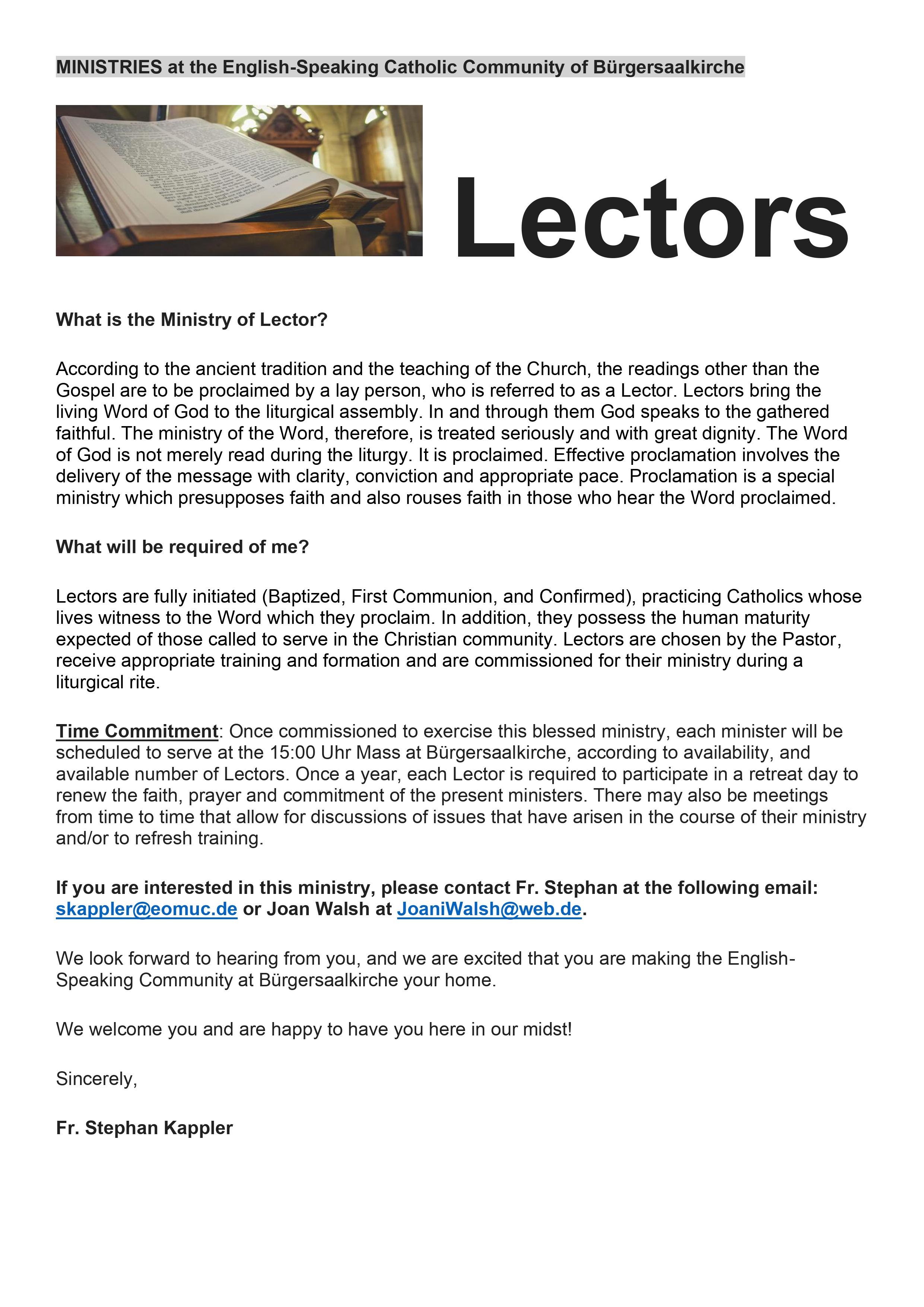 Ministry of Lector - Flyer 2024