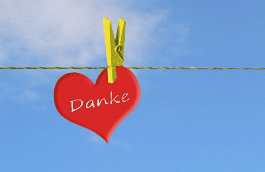 Danke Herz an Waescheleine