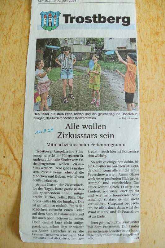 Ferienprogramm Pfarrverband Trostberg 2024