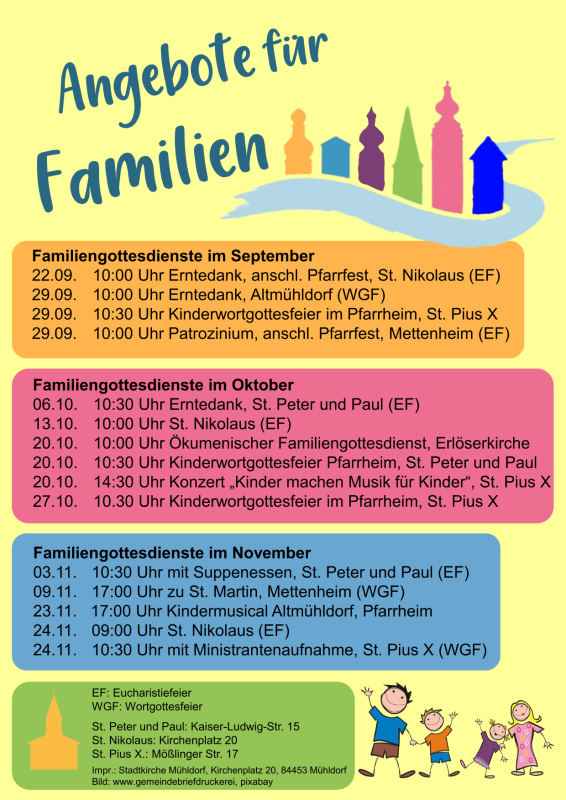 Angenbote für Familien in der Stadtkirche Mühldorf 09-11-2024