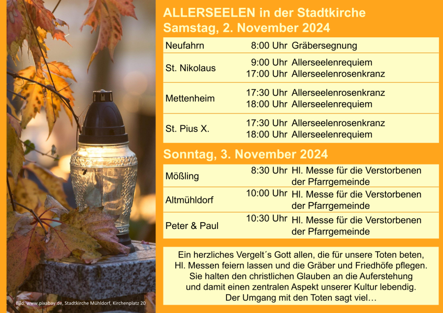 Termine für Allerseelen 02.11.2024