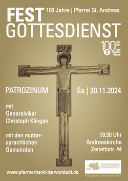 2024-11-30-PLAKAT-FESTGOTTESDIENST-100-JAHRE-ANDREAS-mit-Kreuz-sepia-250