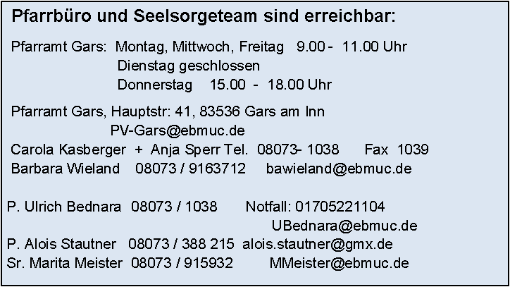 Öffnungszeiten Gars