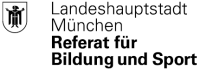 Logo der Landeshauptstadt München mit Münchner Kindl im Wappen und Text: Referat für Bildung und Sport