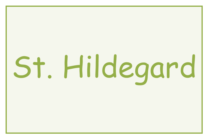 Hellgrüne Schaltfläche mit Aufschrift: St. Hildegard