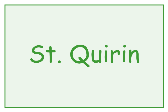 Hellgrüne Schaltfläche mit Aufschrift: St. Quirin
