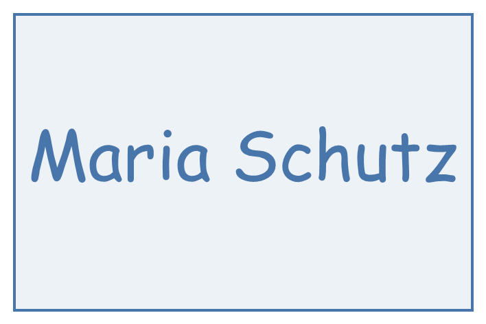 Hellblaue Schaltfläche mit Aufschrift: Maria Schutz