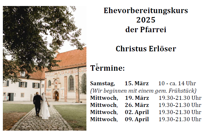 Termine Ehevorbereitungskurs