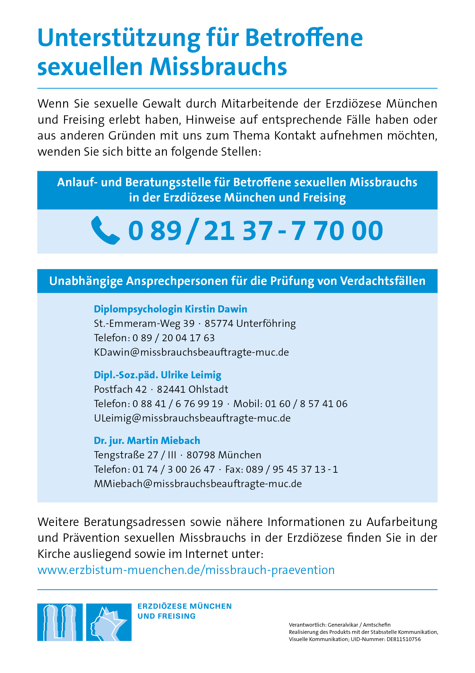 Prävention Kontaktdaten