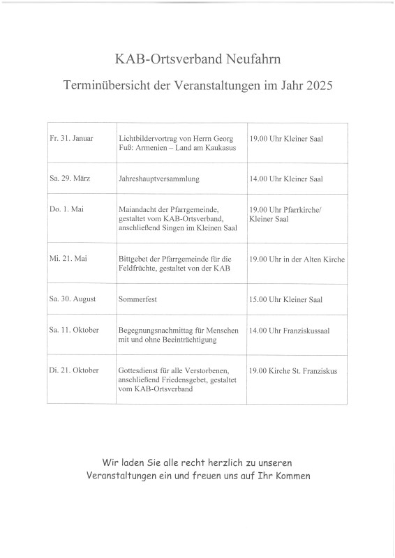 KAB Termine 2025