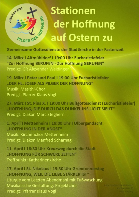 Gottesdienste während der Fastenzeit in der Stadtkirche Mühldorf