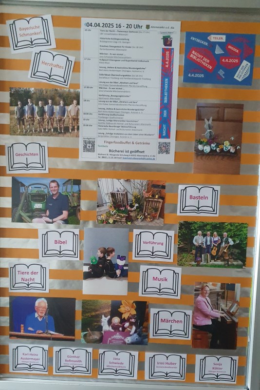 Programmtafel für die Lange Nacht der Bibliotheken