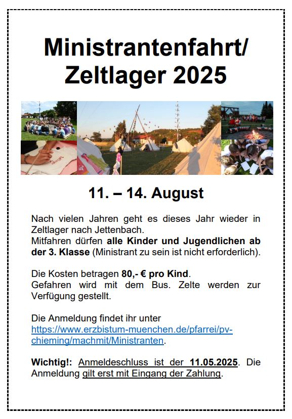 Zeltlager - Minifahrt 2025
