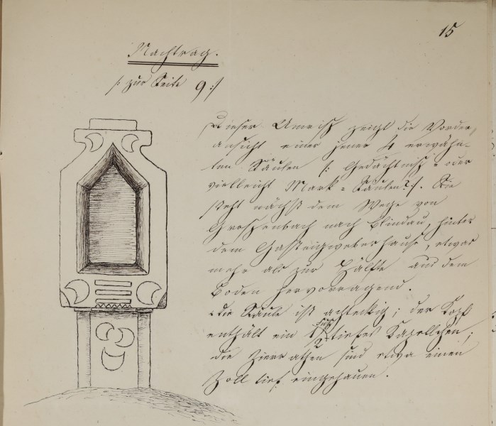 Skizze eines „Marterls“ in der Pfarrei Reit im Winkl, 1851