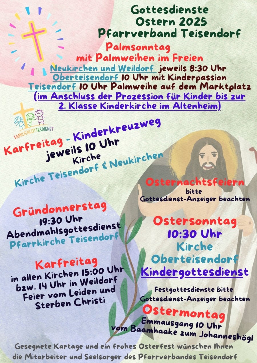 Plakat mit Gottesdienstangeboten für Kinder und Jugendliche