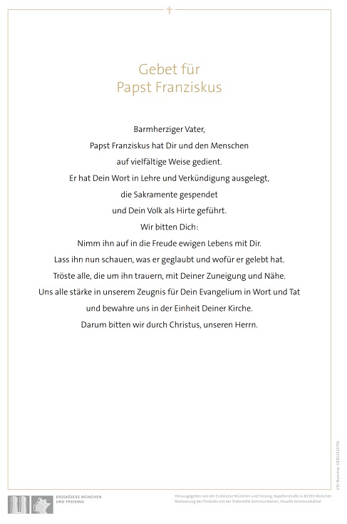 Gebet für Papst Franziskus