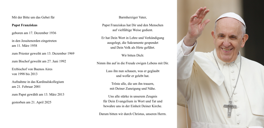 Papst Franziskus Gebetsbild_2