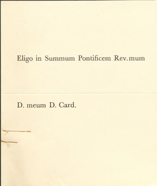 nicht ausgefüllter Stimmzettel aus den Unterlagen von Kardinal Wendel, 1958