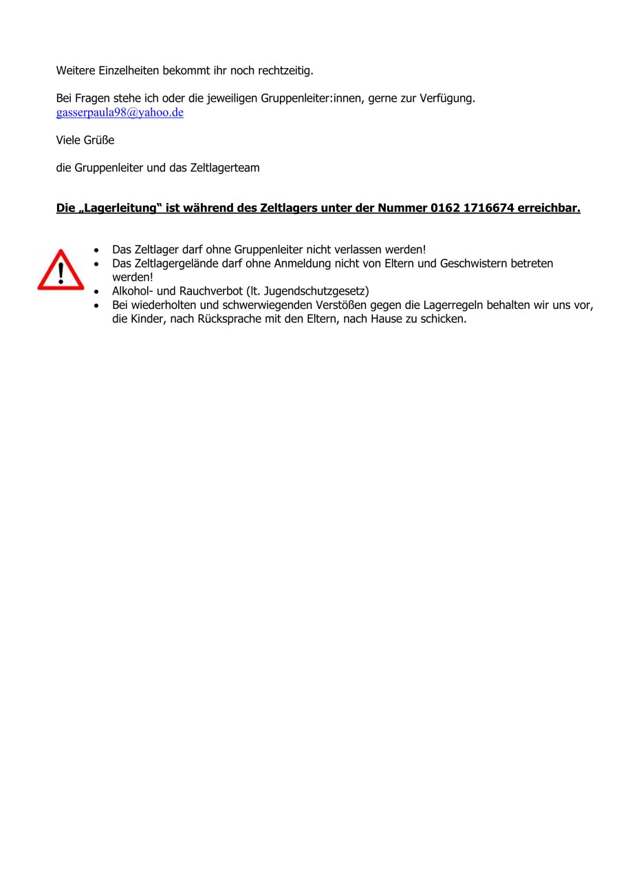 Anmeldung Jugendzeltlager am Abtsdorfer See