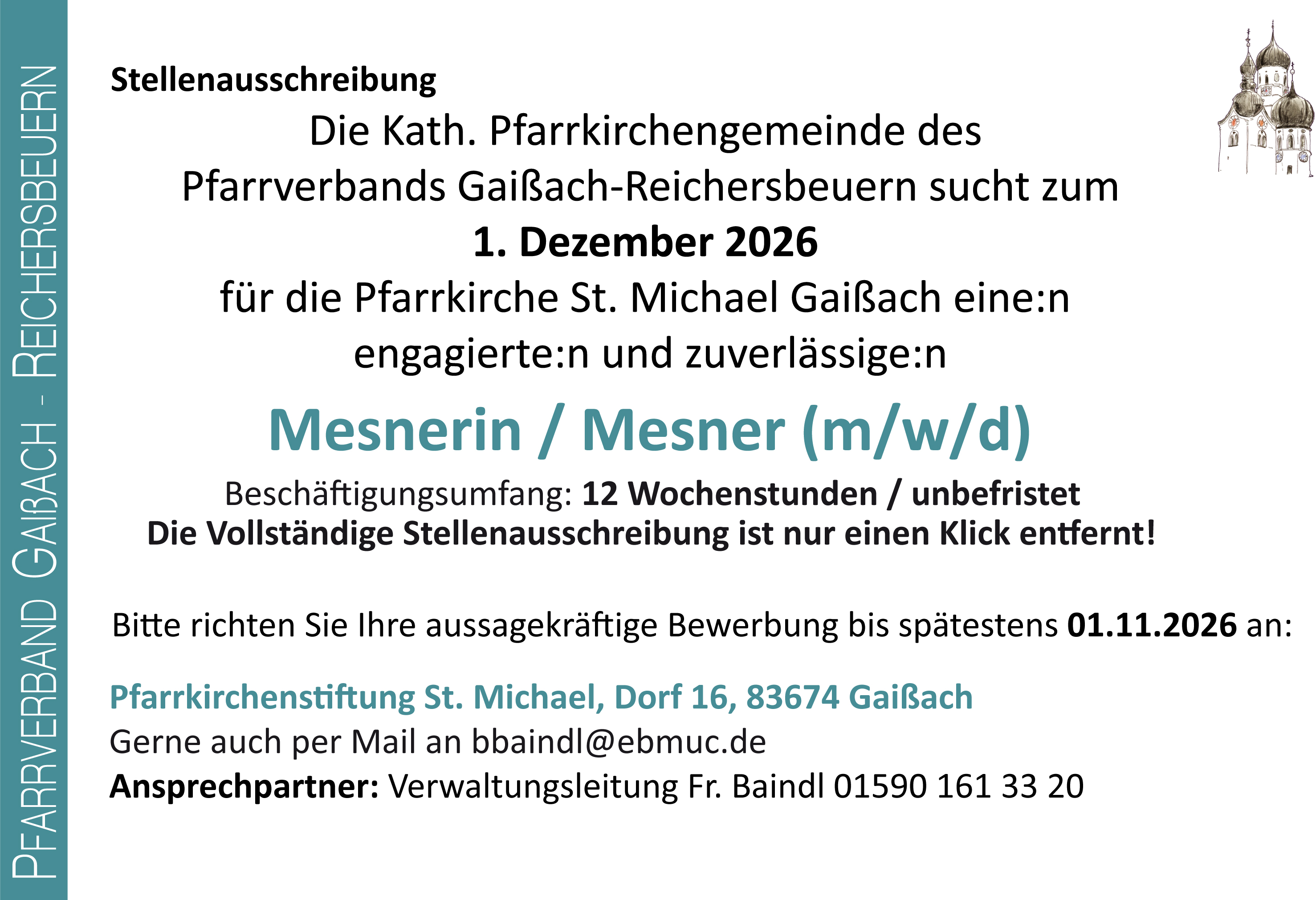 Stellenausschreibung im PV Gaißach-Reichersbeuern