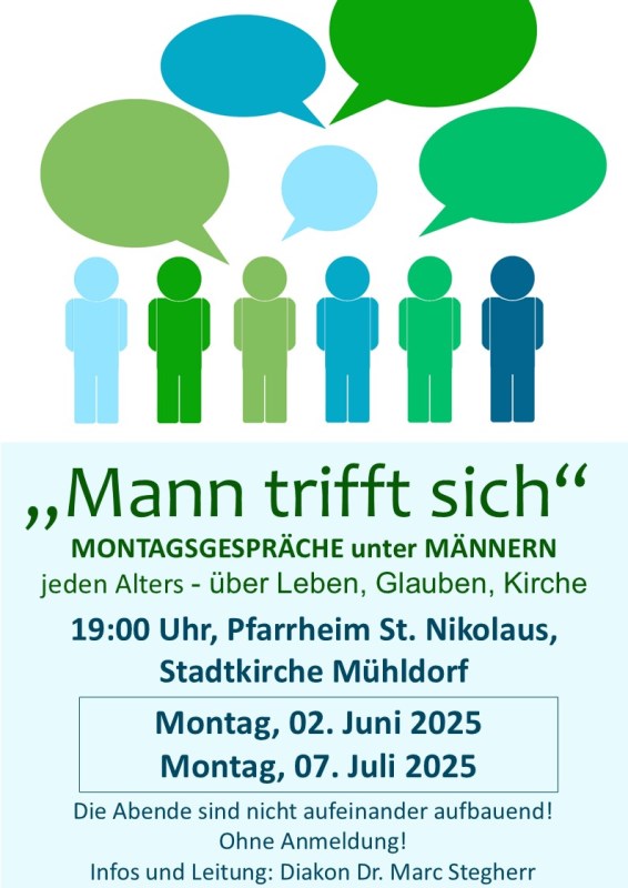 "Mann trifft sich"<br/>Montagsgespräche unter Männern jedes Alters