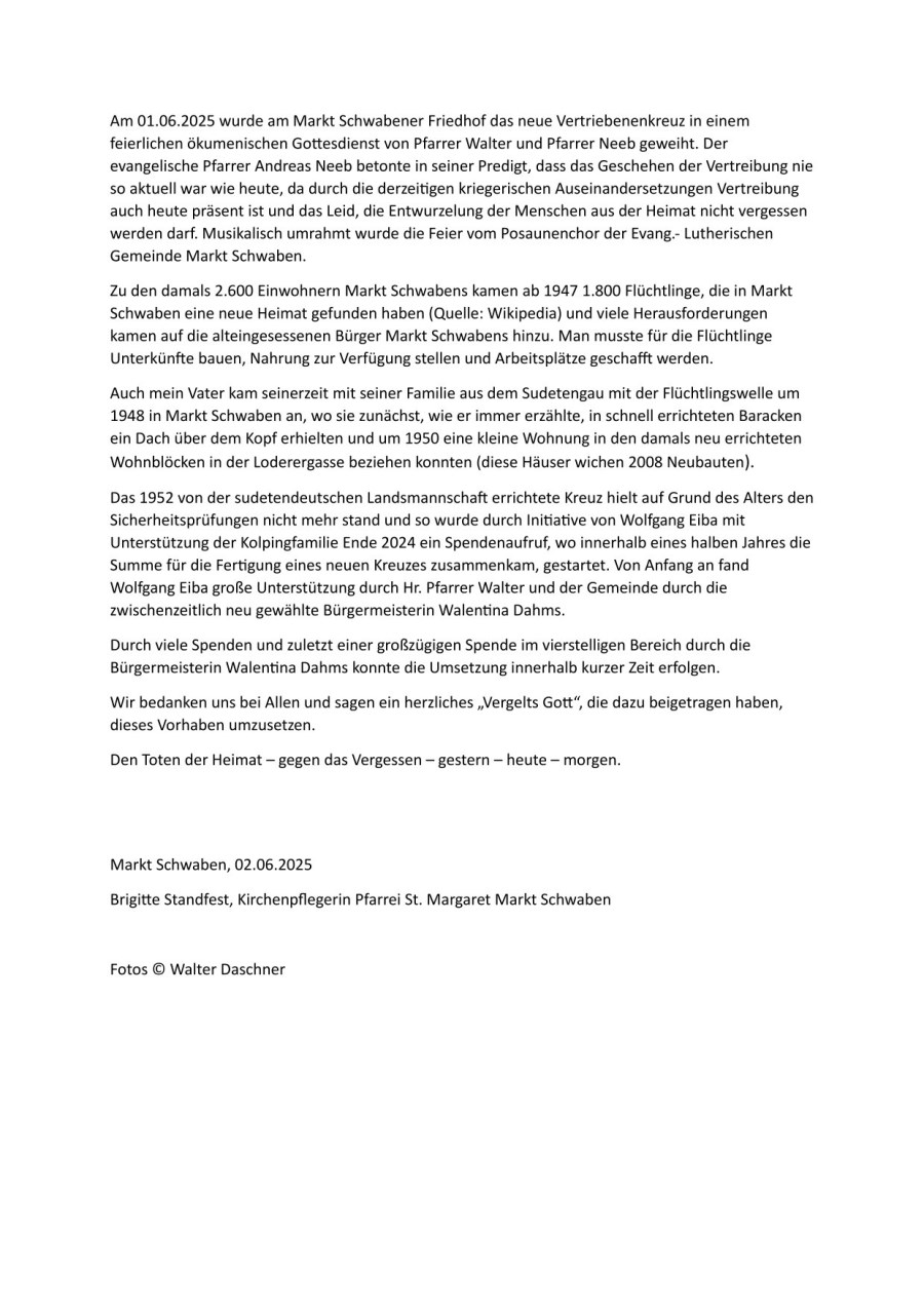 Artikel Vertriebenenkreuz 02.06.2025