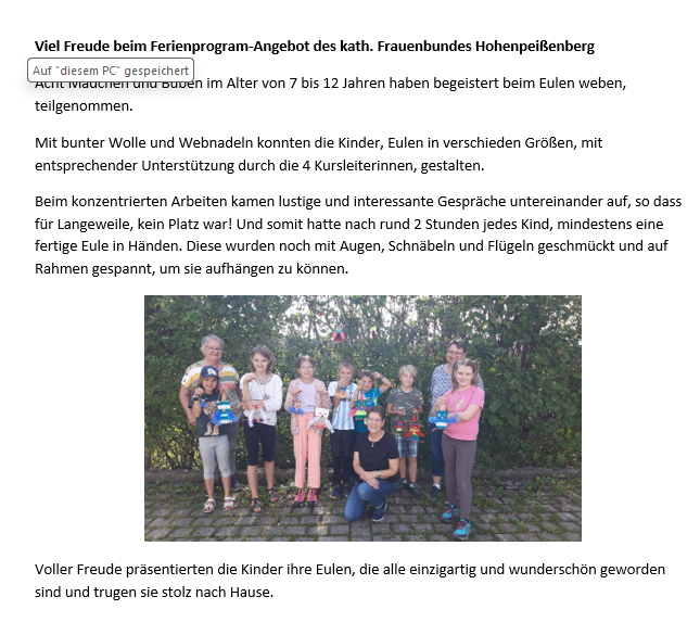Ferienprogramm Eulenweben 2025