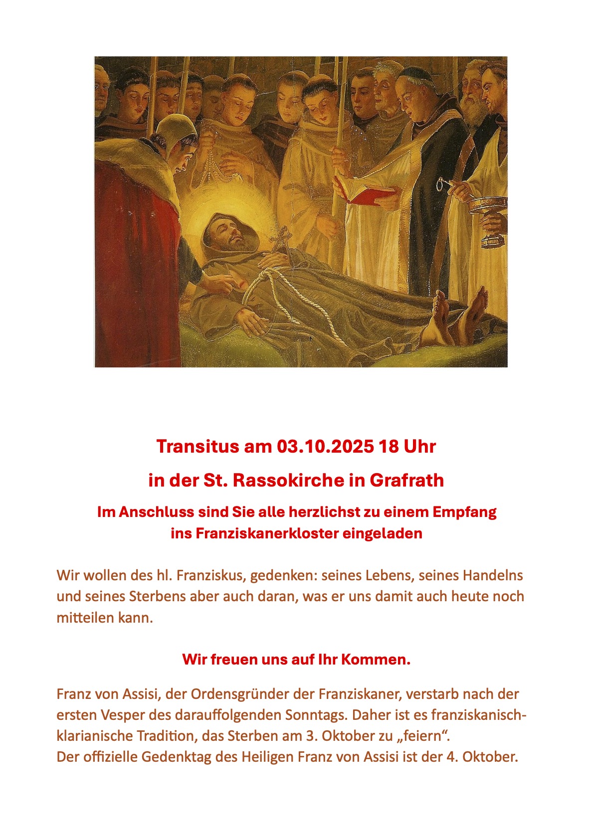 Einladung Transitusfest 2025