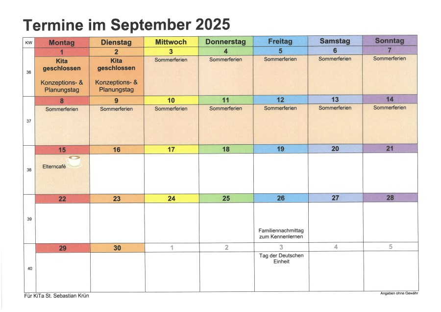 Termine im September 25