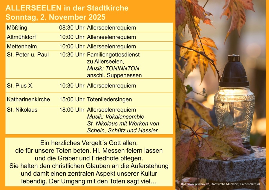Termine für Allerseelen, 01.11.2025