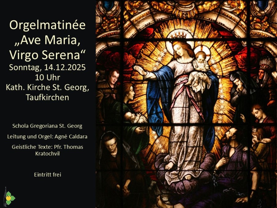 Marienbild mit Texten zur Orgelmatinée am 14.12.25