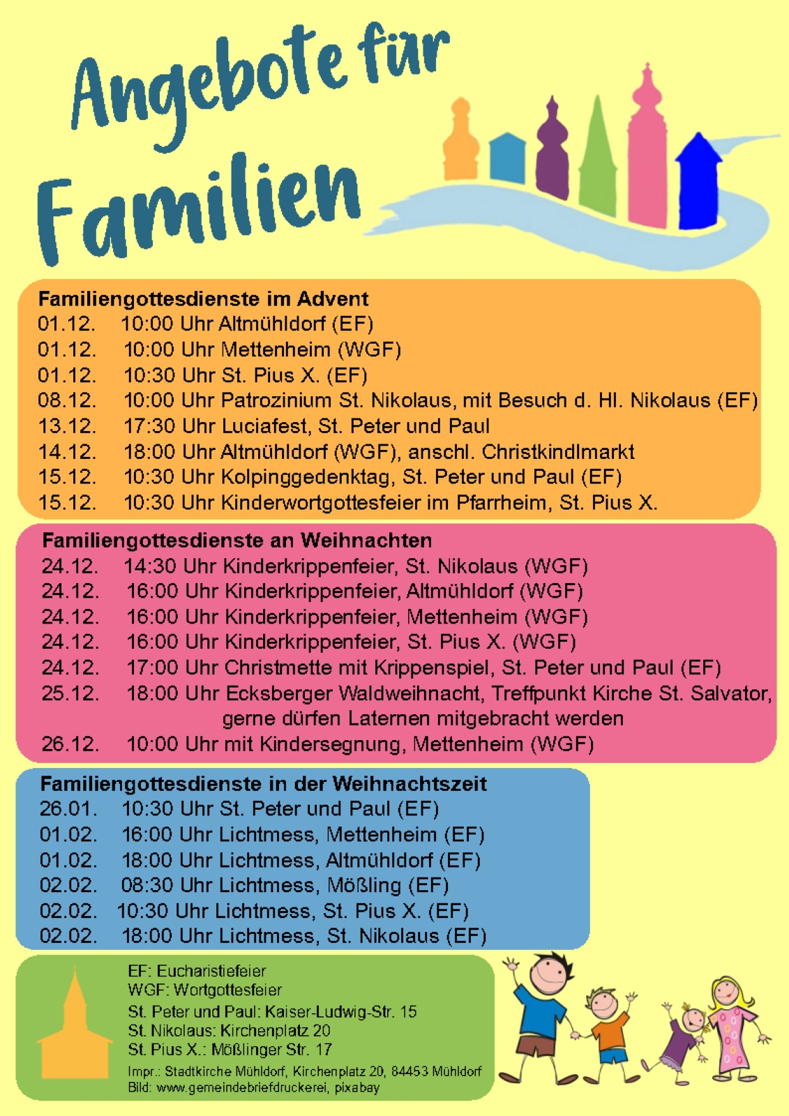 Termine Familiengottesdienste Dezember 2025, Januar und Februar 2026