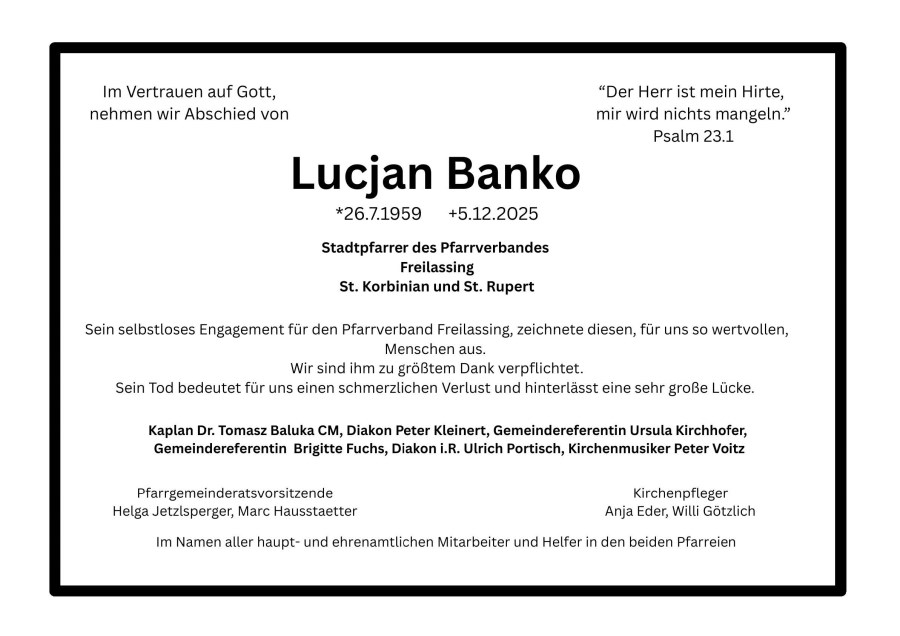 Sterbeanzeige Lucjan