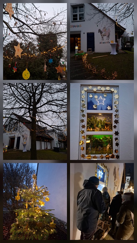 Eine Collage aus den Bildern der Eröffnung des Adventfensters im Kinderhaus St. martin